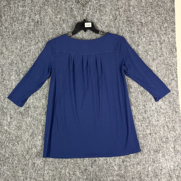 J Jill Shirt Small Womens Blue Oversized Tee Basic‎ 3/4-Sleeve Casual Pleated - Picture 2 of 10